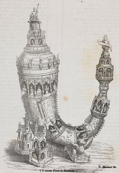 Golden Horn of Tonder, Danimarka, Poliorama Pittoresco'dan Salvatore Puglia tarafından litografi, n 24, 20 Ocak by Salvatore Puglia