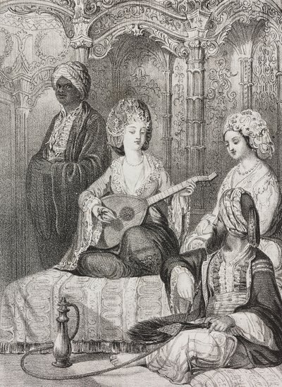 Doğu'da Harem, Poliorama Pittoresco'dan Salvatore Puglia tarafından litografi, n 2, 19 Ağustos by Salvatore Puglia
