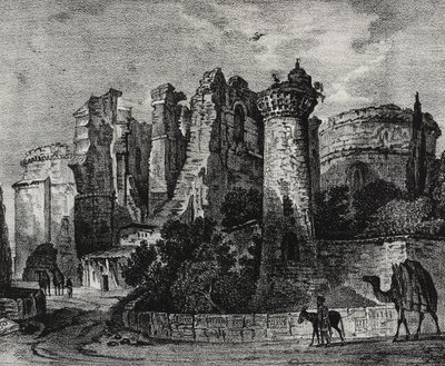 Türkiye, Bergama'daki St John kilisesinin kalıntıları, Poliorama Pittoresco'dan Salvatore Puglia tarafından litografi, n 13, 5 Kasım by Salvatore Puglia
