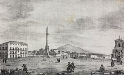 Catania'daki Heykeller Meydanı, Sicilya, İtalya, Poliorama Pittoresco'dan Salvatore Puglia tarafından litografi, n 15, 19 Kasım by Salvatore Puglia