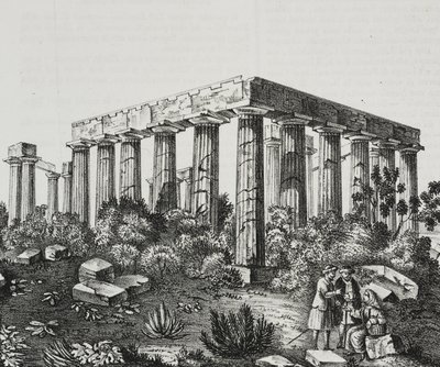 Panellenius Dağı'ndaki Apollon Tapınağı, Yunanistan, Poliorama Pittoresco'dan Salvatore Puglia'nın litografisi, n 40, 14 Mayıs by Salvatore Puglia