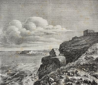 François-Rene de Chateaubriand için Saint-Malo, Fransa'daki mezar, Poliorama Pittoresco'dan Gaetano Riccio tarafından litografi, n 32, Mart 18 by Salvatore Puglia