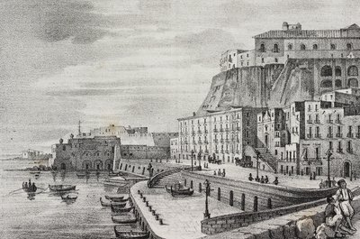 Borgo Santa Lucia'nın görünümü, Napoli, Campania, İtalya, Poliorama Pittoresco'dan Salvatore Puglia tarafından litografi, n 36, 15 Nisan by Salvatore Puglia