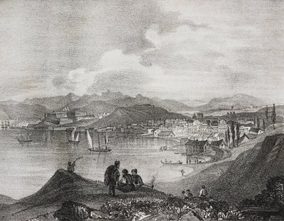 Oliveto Dağı'ndan Korfu manzarası, İyon Adaları, Yunanistan, Poliorama Pittoresco'dan Salvatore Puglia'nın litografisi, n 25, 25 Ocak by Salvatore Puglia