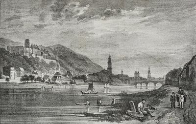 Heidelberg'in görünümü, Almanya, Poliorama Pittoresco'dan Salvatore Puglia tarafından litografi, n 28, 19 Şubat by Salvatore Puglia