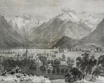 Interlaken'in görünümü, İsviçre, Poliorama Pittoresco'dan Salvatore Puglia tarafından litografi, n 36, 16 Nisan by Salvatore Puglia
