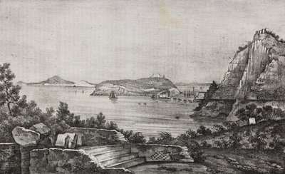 Monsenyör Di Pietro'nun terasından Posillipo'nun görünümü, Campania, İtalya, Poliorama Pittoresco'dan Salvatore Puglia'nın litografisi, n 32, Mart 16 by Salvatore Puglia