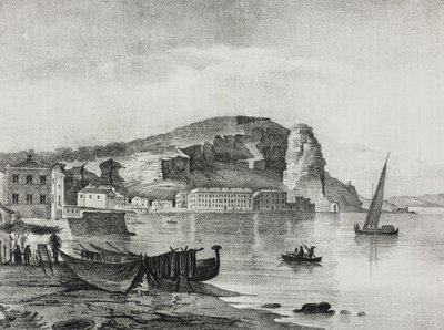 Terracina'nın görünümü, Lazio, İtalya, Poliorama Pittoresco'dan Salvatore Puglia tarafından litografi, n 22, 8 Ocak by Salvatore Puglia