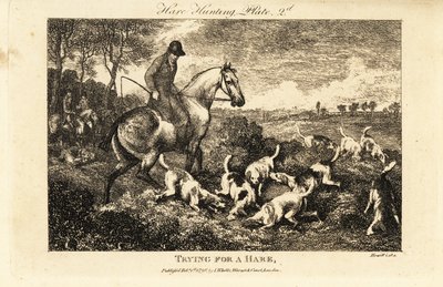 Atlı avcı, tavşan avlayan bir tazı sürüsünü izliyor. by Samuel (after) Howitt