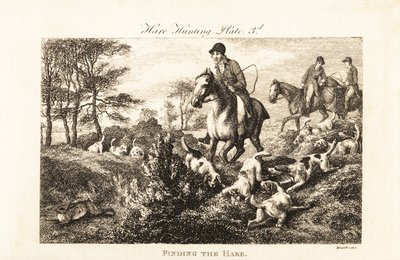 Atlı avcılar, köpeklerin tavşan bulmasını izliyor by Samuel (after) Howitt