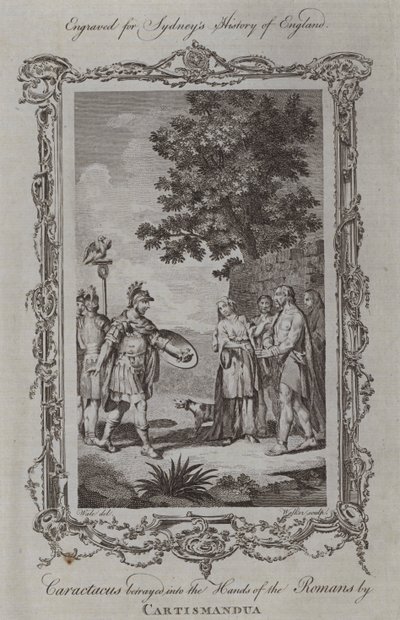 Caractacus, Cartismandua tarafından Romalıların Ellerine ihanet etti (gravür) by Samuel (after) Wale