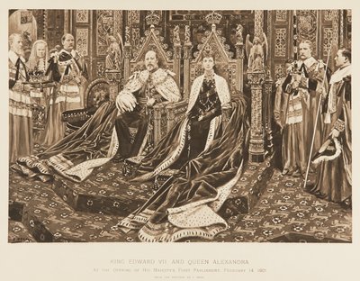 Kral Edward VII ve Kraliçe Alexandra Parlamentoda by Samuel Begg