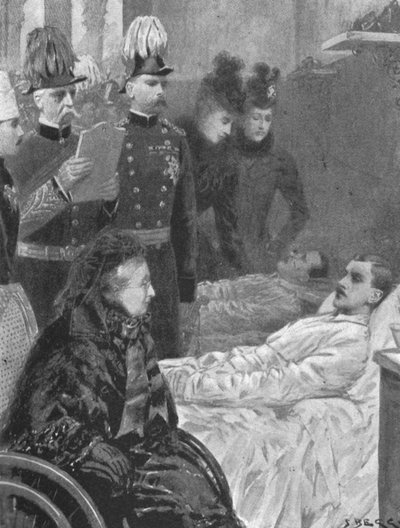 Kraliçe Victoria... Kızılderili Cephesi seferlerinde yaralanan askerleri ziyaret ediyor... 1898, 1901. by Samuel Begg