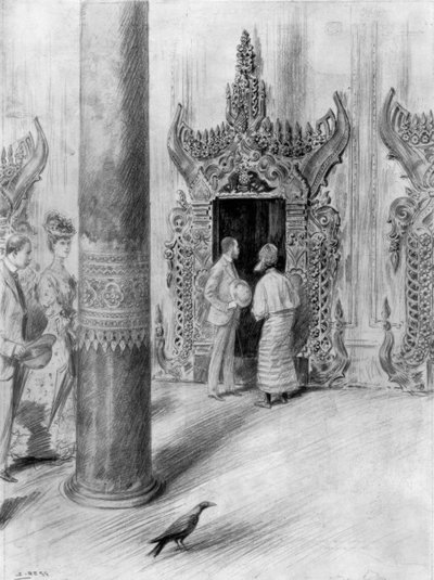 Galler Prensi ve Prensesi Kral Theebaws sarayında, Mandalay, Burma, 1906 by Samuel Begg