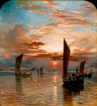 Forth üzerinde günbatımı by Samuel Bough