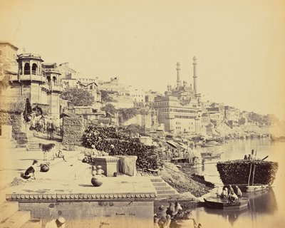 Benares; Arungzebe Ulu Camii ve Bitişiğindeki Ghats by Samuel Bourne