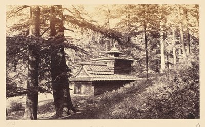 Simla; Şelale Yakınında Tapınak by Samuel Bourne