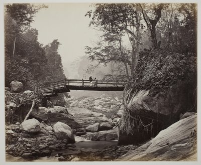 İsimsiz [nehir üzerindeki yaya köprüsü], c. 1865. by Samuel Bourne