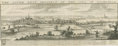 Lichfield - Güney Batı Prospect: gravür by Samuel Buck