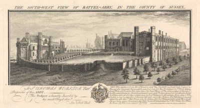 Sussex İlçesindeki Battel-Abbey'in Güney-Batı Görünümü by Samuel Buck