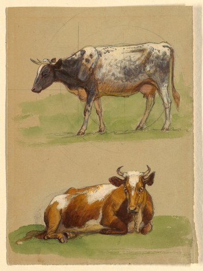 Sığır, Yürüyen İnek ve Çömelmiş İnek by Samuel Colman
