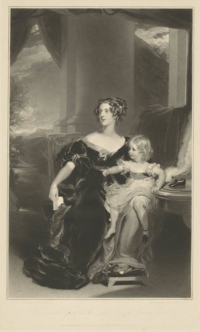 Harriet, Kontes Gower ve Kızının Portresi by Samuel Cousins