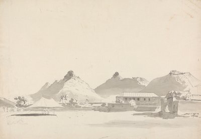 Arkasındaki Tepelerde Kaleler Olan Askeri Kamp by Samuel Davis
