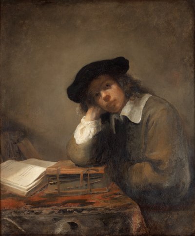 Okuyan bir gencin portresi Otoportre. by Samuel van Hoogstraten