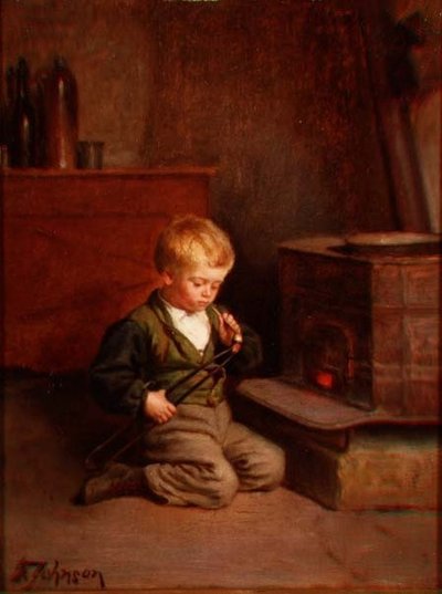 Çocuk bir boru aydınlatma by Samuel Frost Johnson