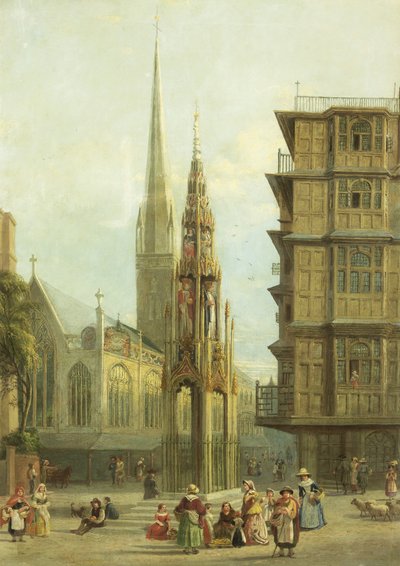 Bristol High Cross (tuval üzerine yağlı boya) by Samuel Griffiths Tovey