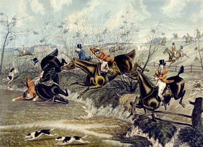 Charles Hunt tarafından kazınmış Grand Leicestershire Tilki Avı, plaka 3 (renkli taş) by Samuel Henry (after) Alken
