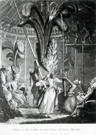 Sayer und Bennett (1774-1786), 1776 (mezzotint) tarafından yayınlanan Hanımlara Başlarına Bakmaları İçin Bir İpucu by Samuel Hieronymous Grimm