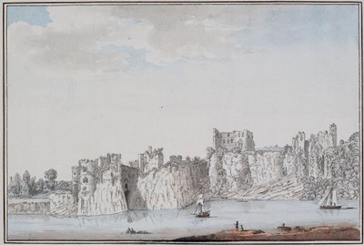 Chepstow Kalesi (kağıt üzerine mürekkep ve suluboya) by Samuel Hieronymous Grimm