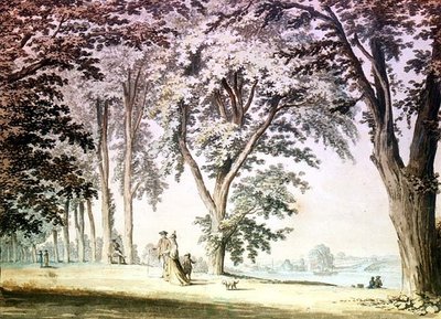Hammersmith karşısında Thames Nehri kıyısındaki ağaçlar by Samuel Hieronymous Grimm