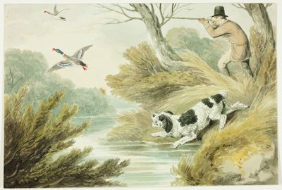 Av köpeği ile avcı by Samuel Howett