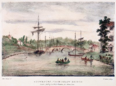 Stourport-on-Severn, Worcestershire, köprünün altından, c1795. by Samuel Ireland