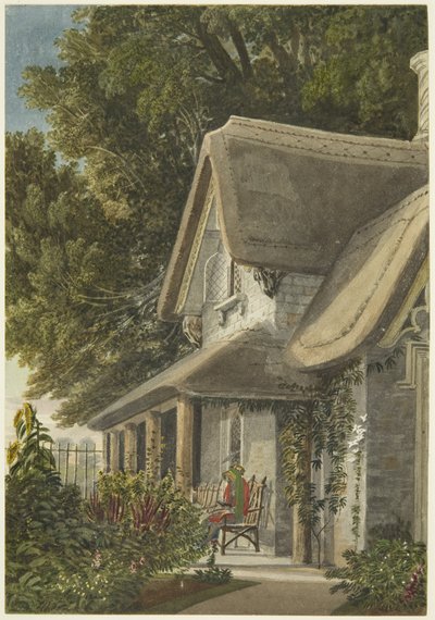 The Lodge, Broomwell House, Brislington, c.1824 (kağıt üzerine kalem ve suluboya) by Samuel Jackson