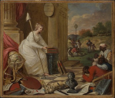 Sanat ve Bilimleri Sergileyen Özgürlük İçin Çalışma veya Siyahların Kurtuluşunu Teşvik Eden Amerika Dahisi, c.1791-92 (tuval üzerine yağlı boya) by Samuel Jennings