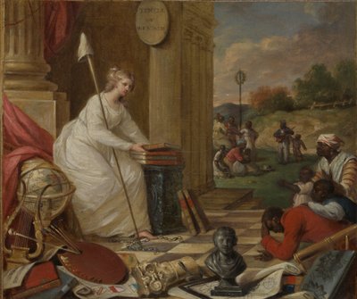 Sanat ve Bilimleri Sergileyen Özgürlük İçin Çalışma veya Amerika Dehası..., ca. 1791-92. by Samuel Jennings