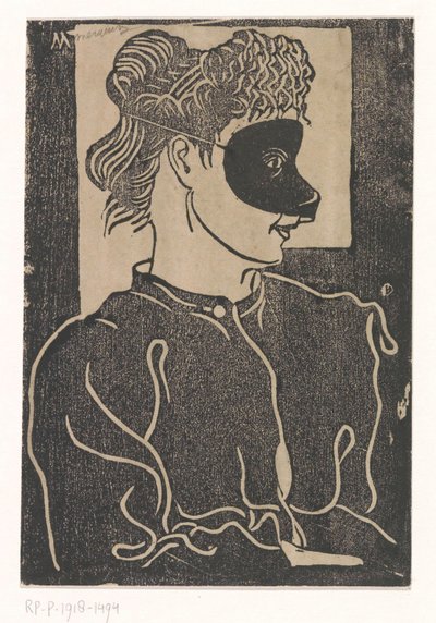 maskeli kadın by Samuel Jessurun de Mesquita (signed by artist)