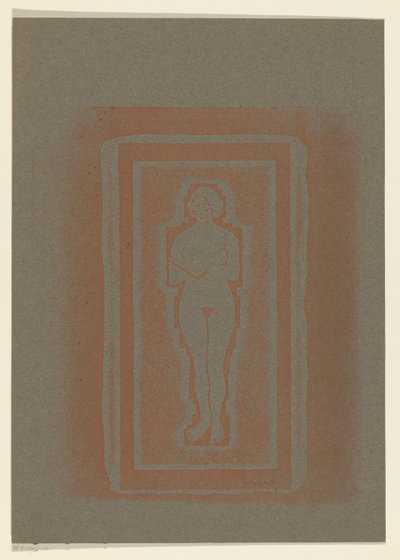 Elinde kitap veya taş levha ile çıplak by Samuel Jessurun de Mesquita (signed by artist)