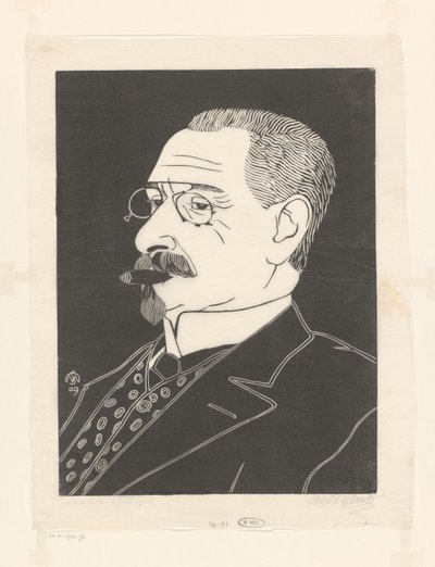 Bir puro ile bilinmeyen bir adamın portresi by Samuel Jessurun de Mesquita (signed by artist)