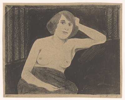 Kadın çıplak, bir kanepede oturmuş, el ele by Samuel Jessurun de Mesquita (signed by artist)