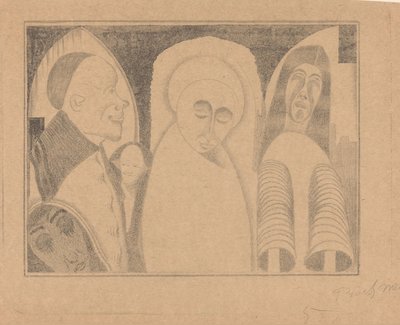 Fantezi: çeşitli figürler, kollu olarak kollu olan en sağdaki by Samuel Jessurun de Mesquita