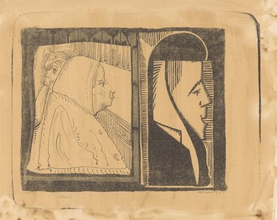 Fantezi: iki çerçeve, her bir profilde sağda (ve sol çerçevede iki küçük profil solda) by Samuel Jessurun de Mesquita