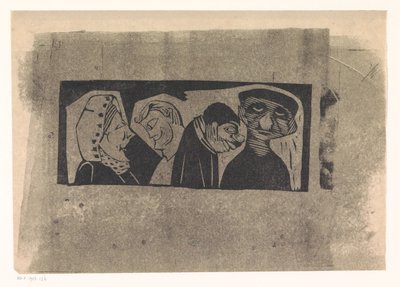 Üst üste dört stilize insan figürü by Samuel Jessurun de Mesquita
