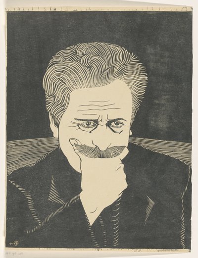 Elinde bıyıklı kendi kendine portre by Samuel Jessurun de Mesquita