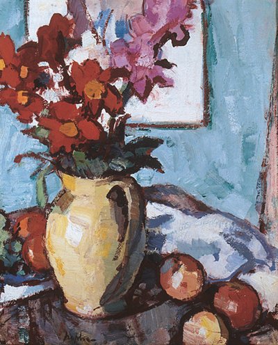 Dahlias ve Gladioli (tuval üzerine yağlı boya) by Samuel John Peploe