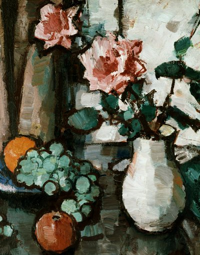 Gül ve Meyve Natürmortu. Gül ve Meyve Natürmortu. Samuel John Peploe (1871-1935 İngiliz) tarafından yapılmış resim Özel koleksiyon by Samuel John Peploe