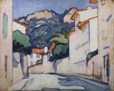Sokak sahnesi, Cassis, c.1913 (panelde yağlı boya) by Samuel John Peploe
